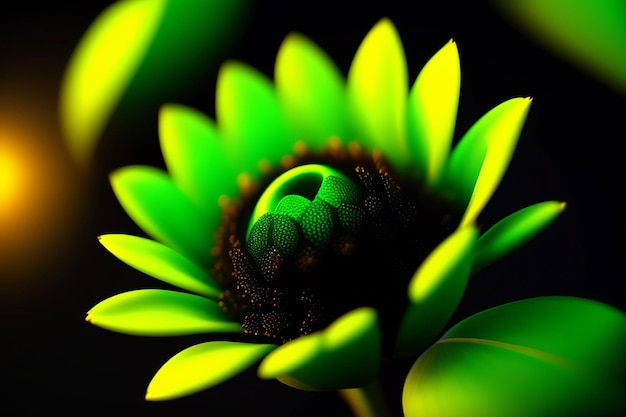 Kwiat zielony z żółtym środkiem