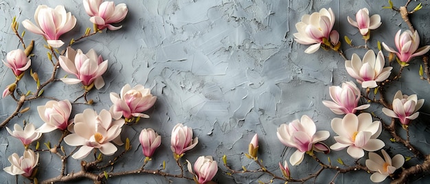 Kwiatowa aranżacja białych magnolii z wiejską ramką do zdjęć