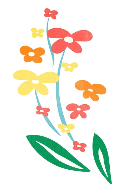 Kwiatowa naklejka png kolorowa ilustracja kwiatowego klipartu