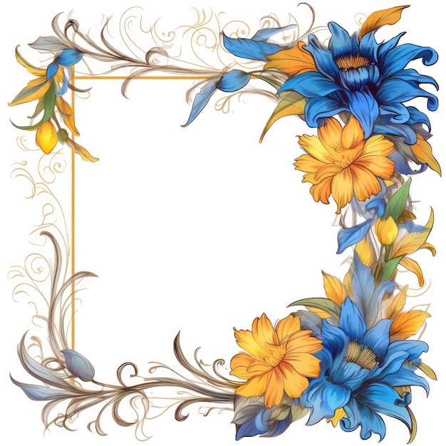 Zdjęcie kwiatowa ramka z życzeniami scrapbooking akwarela delikatna ilustracja granica kwiaty ślubne
