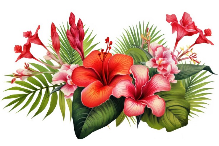 Zdjęcie kwiatowa roślina hibiskus na białym tle