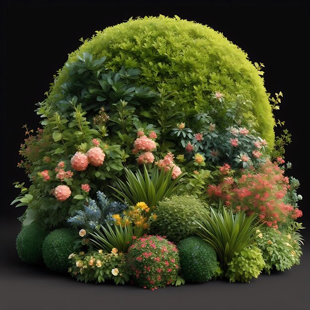Kwiatowe krzewy przyrody Realistyczny plik renderowania 3D