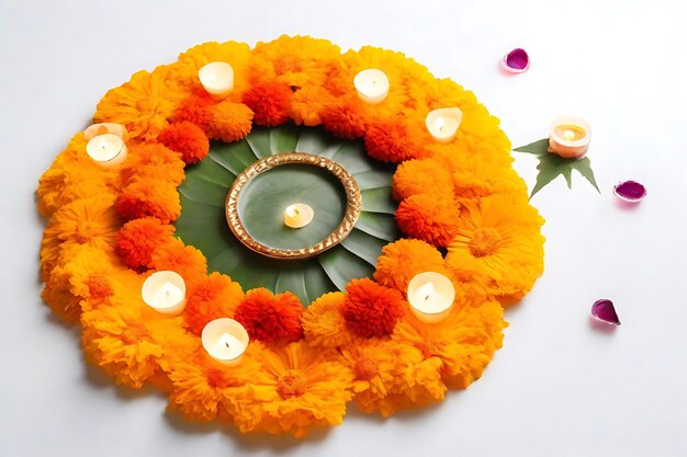 Zdjęcie kwiatowe tło na festiwal diwali lub pongal