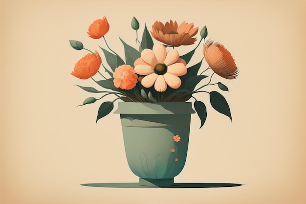 Kwiatowiec z margaritami Ilustracja wektorowa w stylu retro ai generatywny