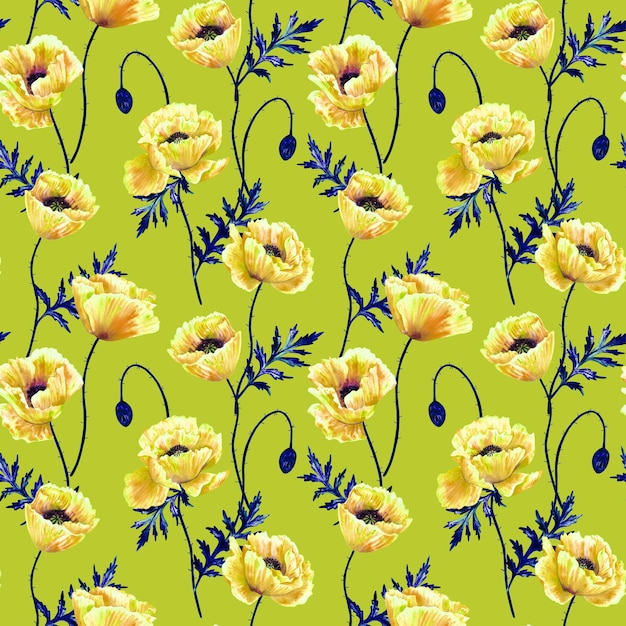 Kwiatowy bezszwowe tło Wzór z pięknymi akwarelowymi kwiatami Ilustracja botaniczna ręcznie rysowane Tekstura do druku tapety tekstylnej tkaniny