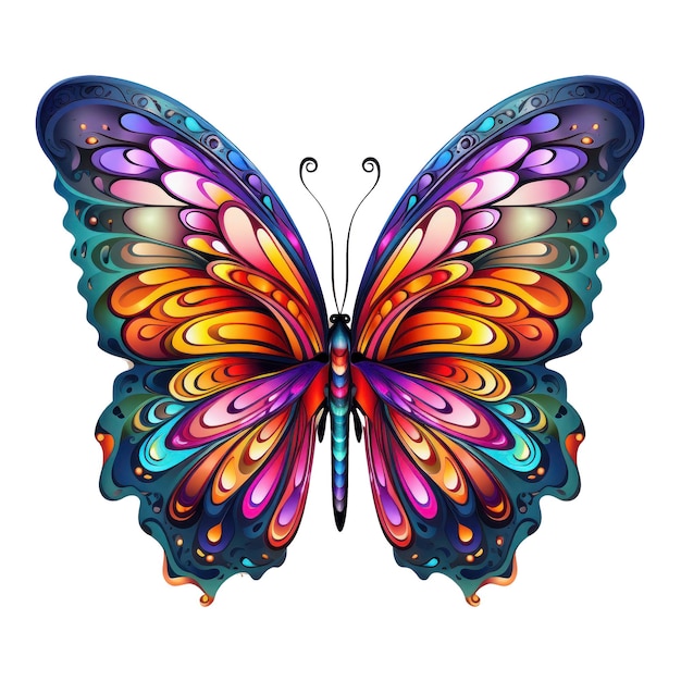 Kwiatowy Motyl Clipart Kolorowy Motyl wygenerowany AI