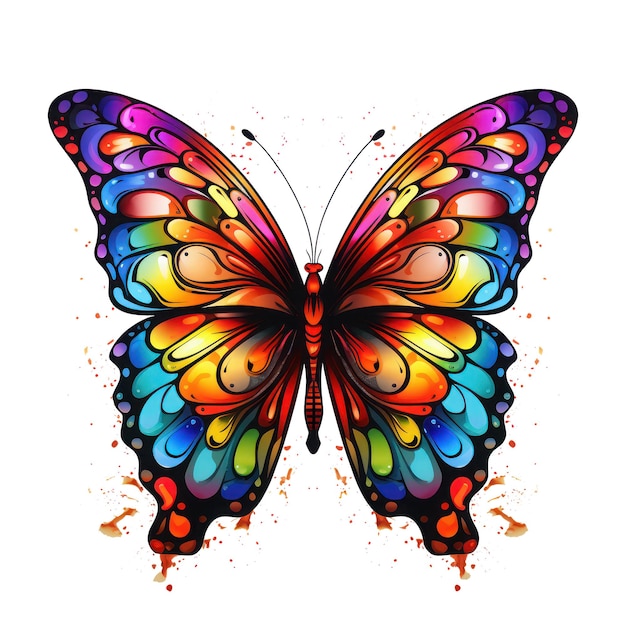 Kwiatowy Motyl Clipart Kolorowy Motyl wygenerowany AI