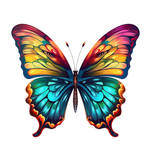 Kwiatowy Motyl Clipart Kolorowy Motyl wygenerowany AI
