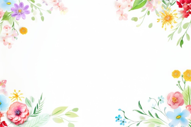 Kwiatowy obramowanie szablonu karty wielokolorowe kwiaty liście na banerową kartę ślubną Wiosna