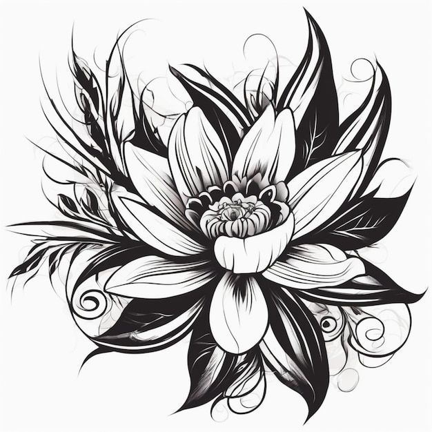 Zdjęcie kwiatowy tatuaż plemienny