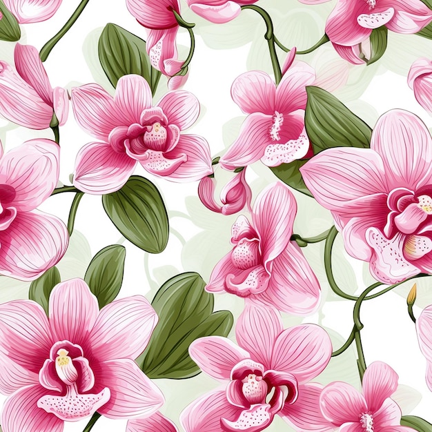 Kwiatowy wzór orchidei do malowania akwarelą