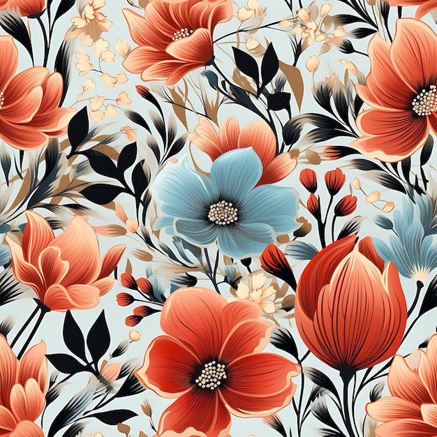 Kwiatowy wzór z kwiatem do druku i tekstyliów