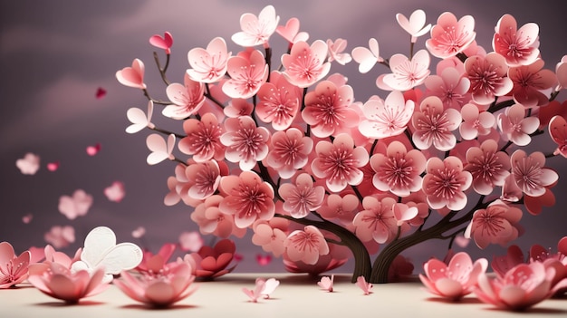 Kwiaty 3D Serce 3D z kwiatem Szczęśliwego dnia matki