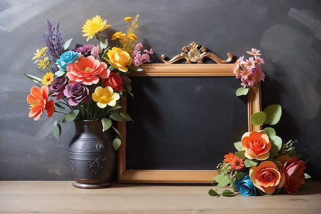 Kwiaty dekoracyjne na tablicy
