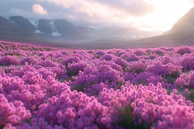 Kwiaty heather w wieczornym świetle HD 8K tapeta Stock Photographic Image