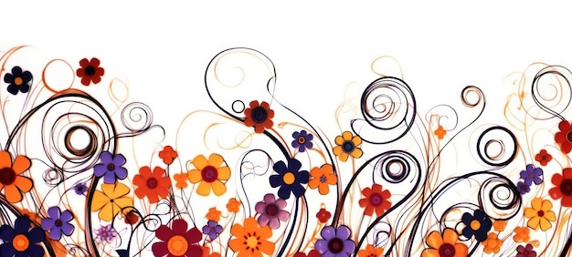 Kwiaty i wiry sztuka abstrakcyjna obraz cyfrowy tło