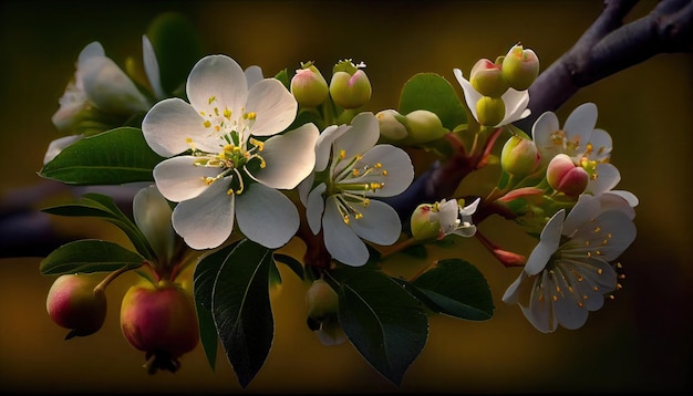 Kwiaty jabłoni Kwitnąca jabłoń w ogrodzie dzięki technologii Generative AI