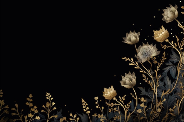 kwiaty na ciemnym tle z miejsca na kopię