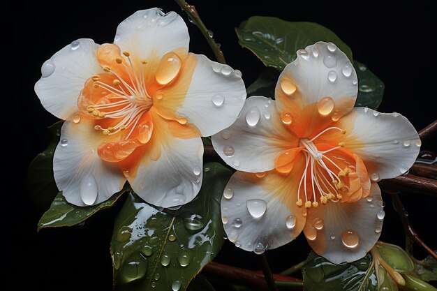 Kwiaty pomarańczy z kropelkami wody Malowana rozkosz AI