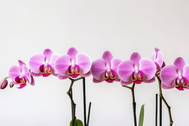 Kwiaty purpurowego phalaenopsis na białym tle Skopiuj miejsce Generatywne AI