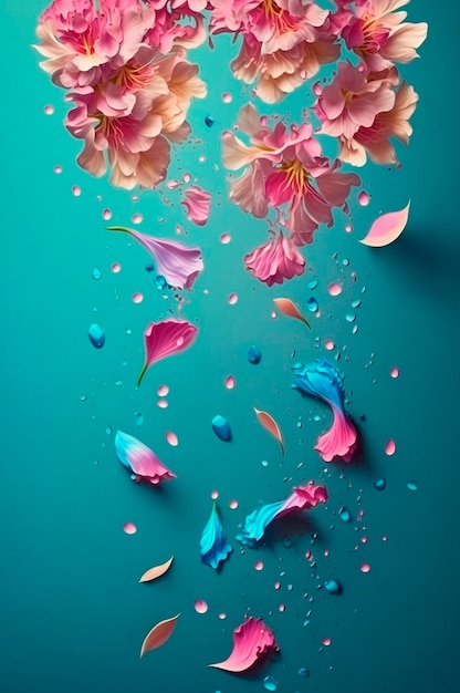 Kwiaty rozchlapują piękną pocztówkę lub miejsce na temat Generative AI