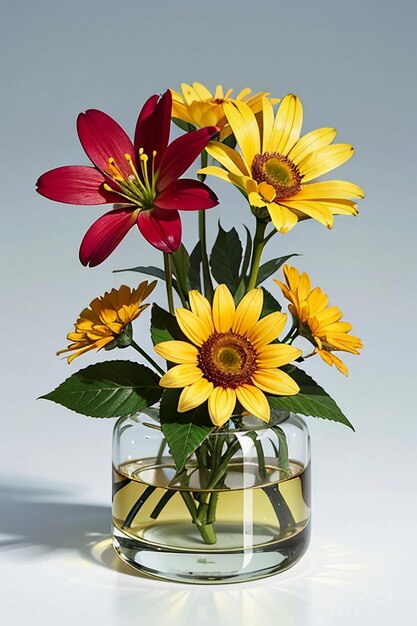 Kwiaty szklana butelka dekoracja zbliżenie piękna kreatywna tapeta tło ilustracja