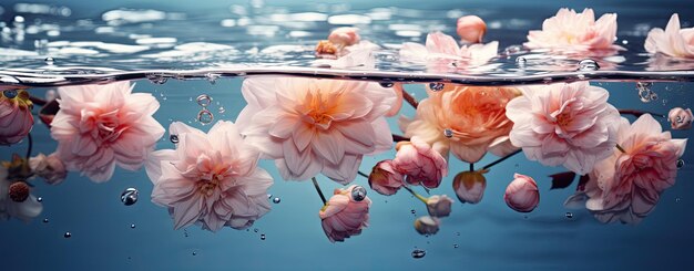 Zdjęcie kwiaty w koncepcji źródła wody