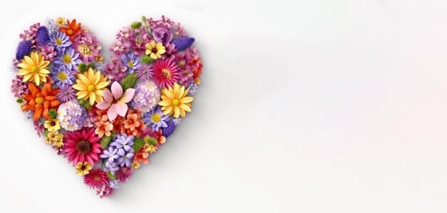 Zdjęcie kwiaty w kształcie układu serca mieszkanie świeckich bukiet koncepcja miłości na białym tle