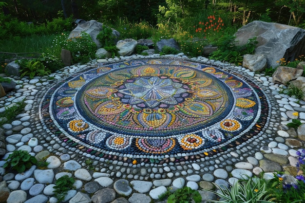 Kwiaty w ogrodzie Sztuka mozaikowa