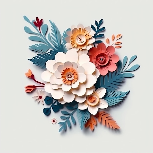 Kwiaty w stylu cięcia papieru w stylu warstwowym