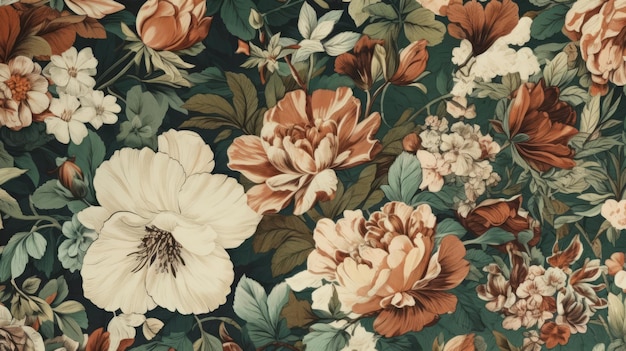 Kwiaty w stylu wiktoriańskim Klasyczny kwiat ilustracji do tapety archiwalne