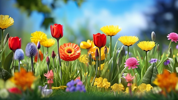 Kwiaty wiosenne tło HD 8K tapeta Zdjęcie fotograficzne