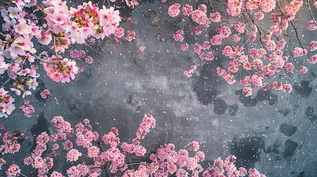 Zdjęcie kwiaty wiśni na teksturowanym tle