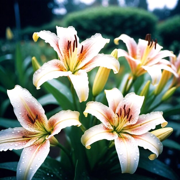 Zdjęcie kwiaty z rosą w ogrodzie