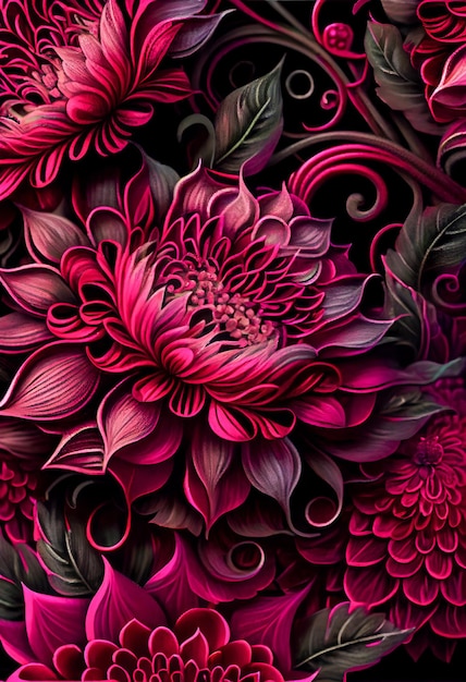 Kwiecisty purpurowy liście i kwiaty abstrakcjonistyczny tło