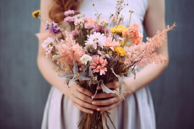 Kwitnąca miłość Urzekające zbliżenie obfitości kwiatowych dłoni