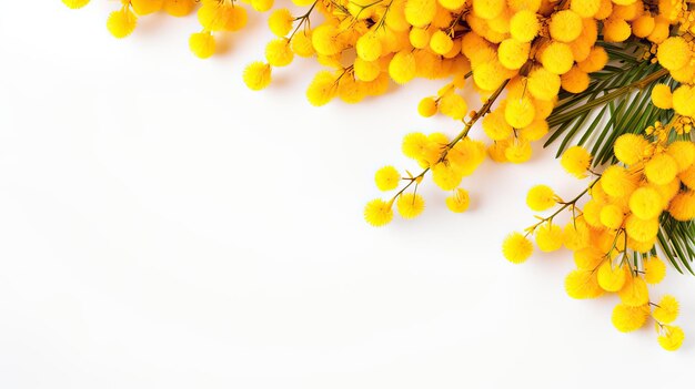 Zdjęcie kwitnąca mimosa na białym tle