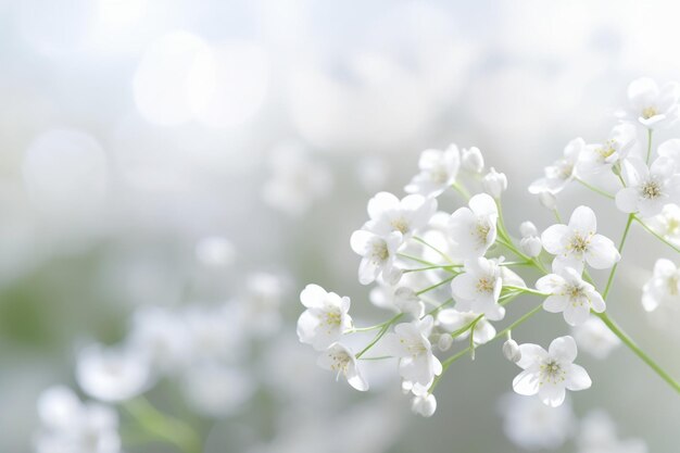 Kwitnąca spirea królewna śnieżka Zbliżenie białych kwiatów spirei z wybraną ostrością i bl generatywną sztuczną inteligencją