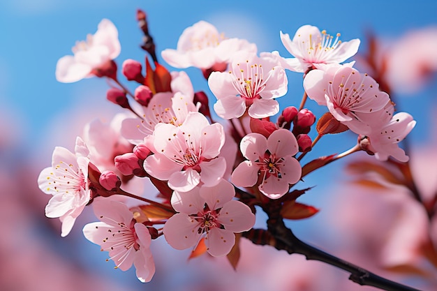 Kwitnące kwiaty wiśni Sakura AI Wygenerowano