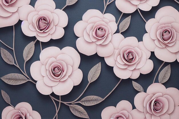 Zdjęcie kwitnące różowe róże na ciemnoniebieskim tle