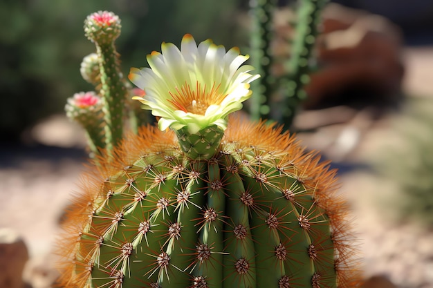 Kwitnący kaktus saguaro na pustyni