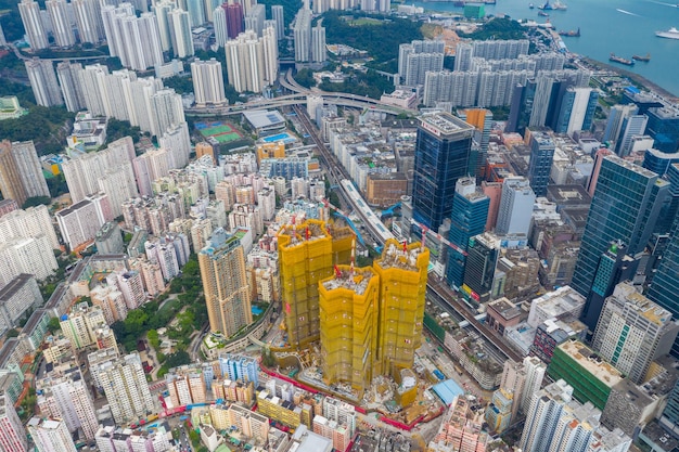 Kwun Tong, Hongkong 02 czerwca 2019: Widok z góry na miasto Hongkong