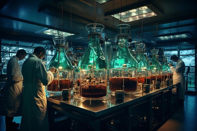 Zdjęcie laboratorium chemiczne z naukowcami generative ai