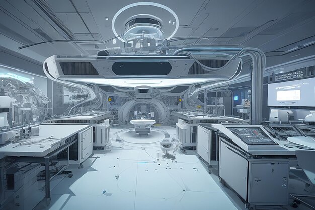 Laboratorium futurystycznej stacji kosmicznej kwantowej