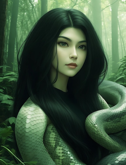 Ładna blondynka trzyma dzikiego węża Piękna dziewczyna-wąż w lesie