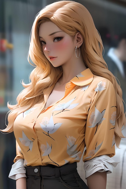 Ładna dziewczyna z anime w formalnym stroju