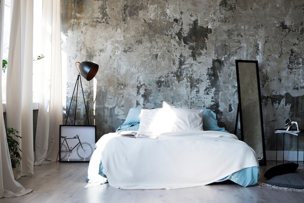Zdjęcie Ładna i minimalistyczna sypialnia w nowoczesnym stylu