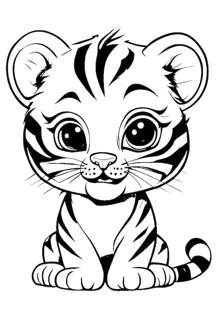 Ładna ilustracja z książki do malowania dla tygrysa.