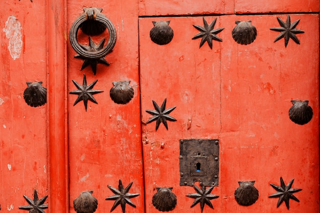 Ładne drzwi z dekoracją z kutego żelaza