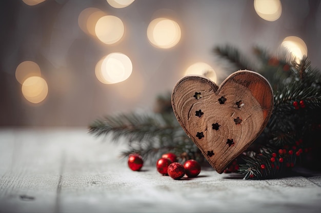 Ładne serce symbolizujące miłość do świąt Bożego Narodzenia Generative AI